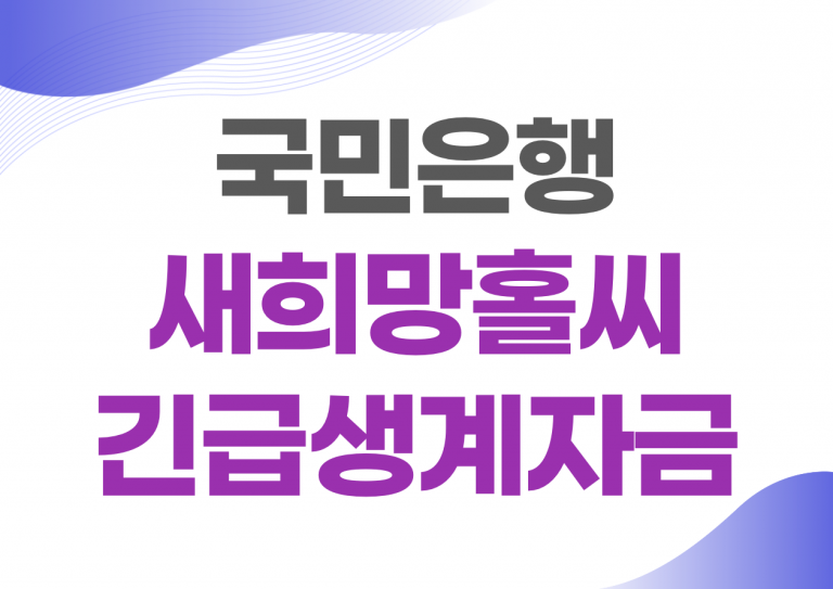 국민은행 새희망홀씨 긴급생계자금