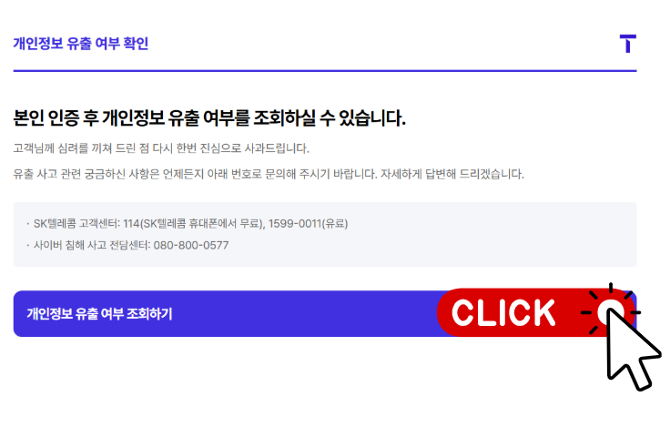 SKT 개인정보 유출 피해 조회